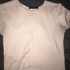 Brandy Melville baby pink and white crop top